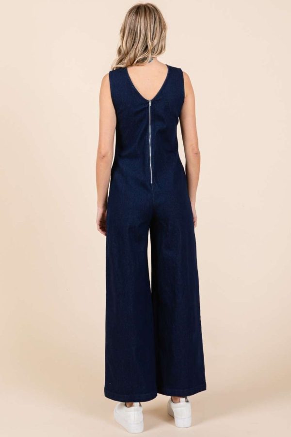 Mittoshop Sleeveless Wide Leg Denim Jumpsuit - Image 2