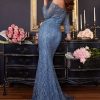 Long Sleeve Embellished Off the Shoulder Bodice Mermaid Long Mother of Bride Dress CDCB118 - Image 2