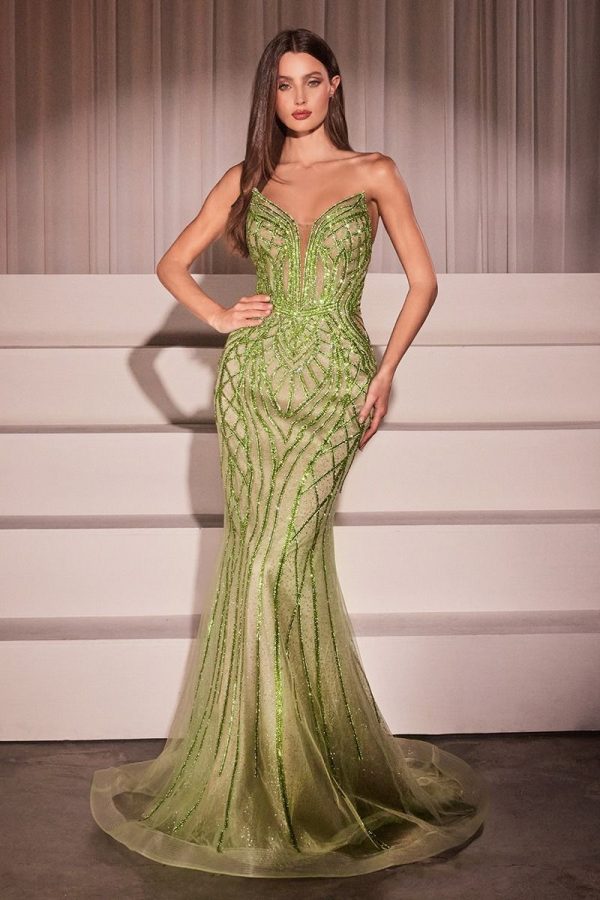 Strapless Embellished Glitter Mermaid Sweetheart Long Prom Dress CDCC6018 - Image 36