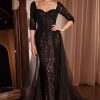 LONE SLEEVE LACE FITTED DRESS & OVERSKIRT - Image 5