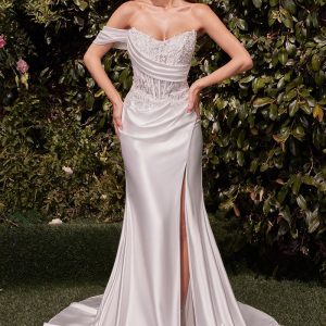 LACE SATIN FIT & FLARE BRIDAL GOWN CDCD804W