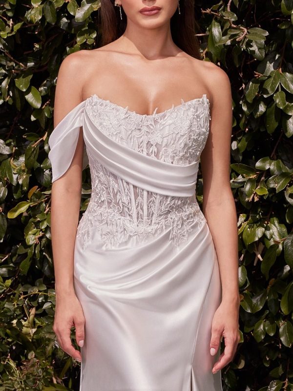 LACE SATIN FIT & FLARE BRIDAL GOWN CDCD804W - Image 3