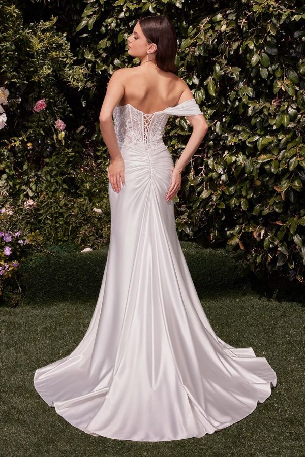 LACE SATIN FIT & FLARE BRIDAL GOWN CDCD804W - Image 2