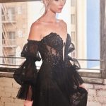 Strapless Removable Sleeves Off Shoulder Tulle Skirt Long Ball Dress CDCD830