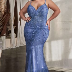 Embellished Rhinestone Mermaid Sweetheart Plus Size Long Evening Dress CDCD845C