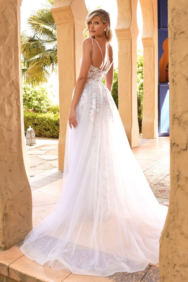 Lace Mermaid Silhouette Overskirt V-neck Mid Open Back Bodice Long Wedding & Bridal Dress CDCD931W - Image 3
