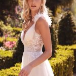 A-line Floral Appliqué Waistline Sensual V-neckline Backless Bodice Long Wedding Dress CDCD971W Sale