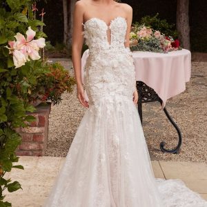 Strapless Embroidered Lace Mermaid Long Wedding Dress CDCDS434W