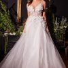 Floral Applique A-line Tulle Boned Bodice V-neck Open Back Long Bridal & Wedding Dress CDCM321W - Image 6