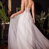 Floral Applique A-line Tulle Boned Bodice V-neck Open Back Long Bridal & Wedding Dress CDCM321W - Image 2