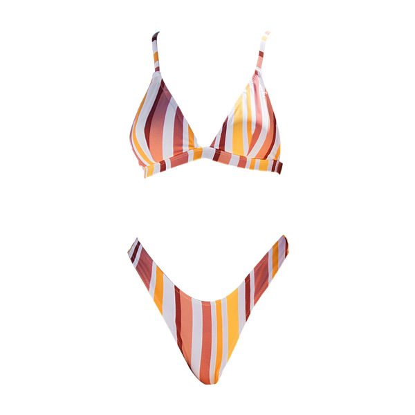 Colorful Striped High Cut Bikini Swimwear - Image 4