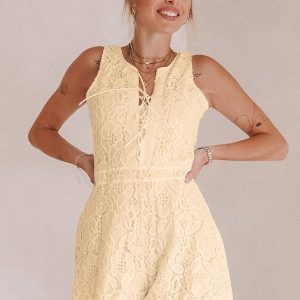 Khaki Deliliah Lace Romper