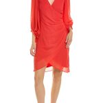 Donna Ricco Swiss Dot Balloon Sleeve Faux Wrap Dress