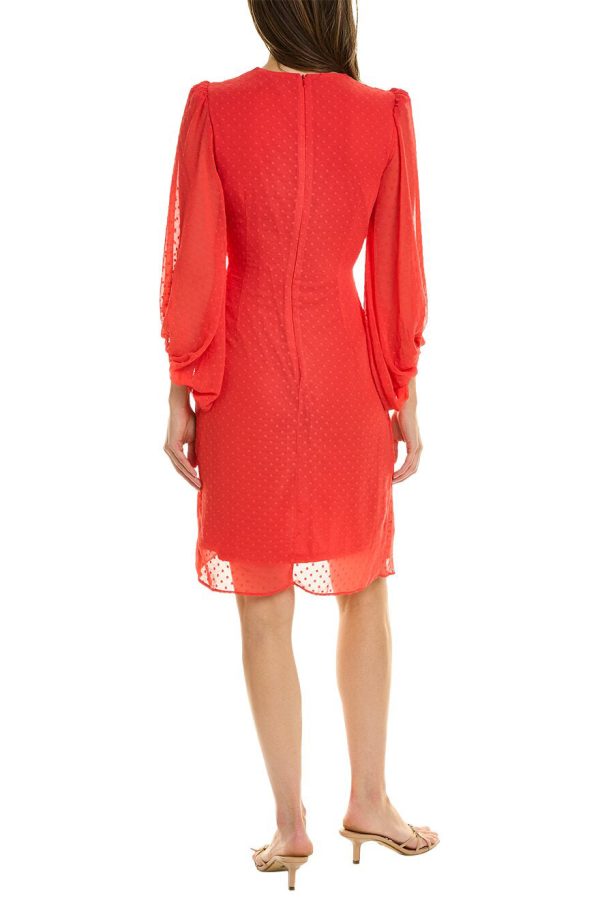 Donna Ricco Swiss Dot Balloon Sleeve Faux Wrap Dress - Image 2