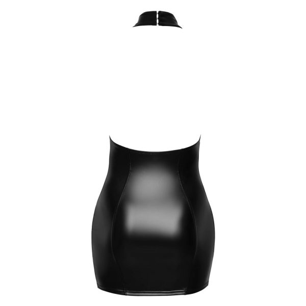 Sexy Deep Plunge Wetlook Mini Dress Noir Handmade Curvy - Image 4