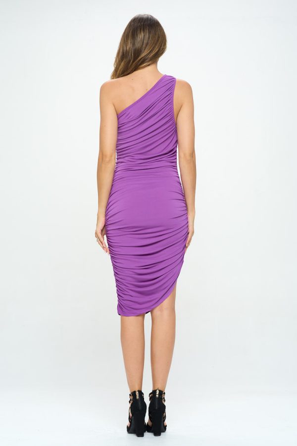 One Shoulder Ruched Bodycon Dress - Image 5