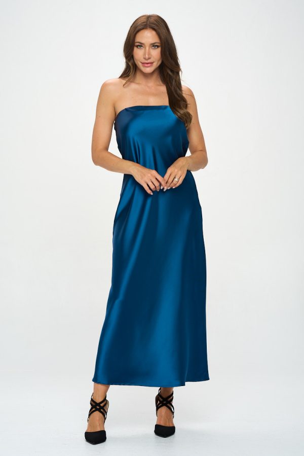 Silky Satin Tube Draped Dress - Image 2