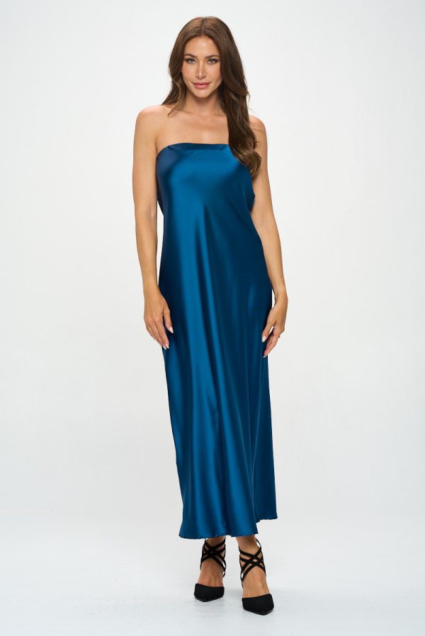 Silky Satin Tube Draped Dress - Image 4