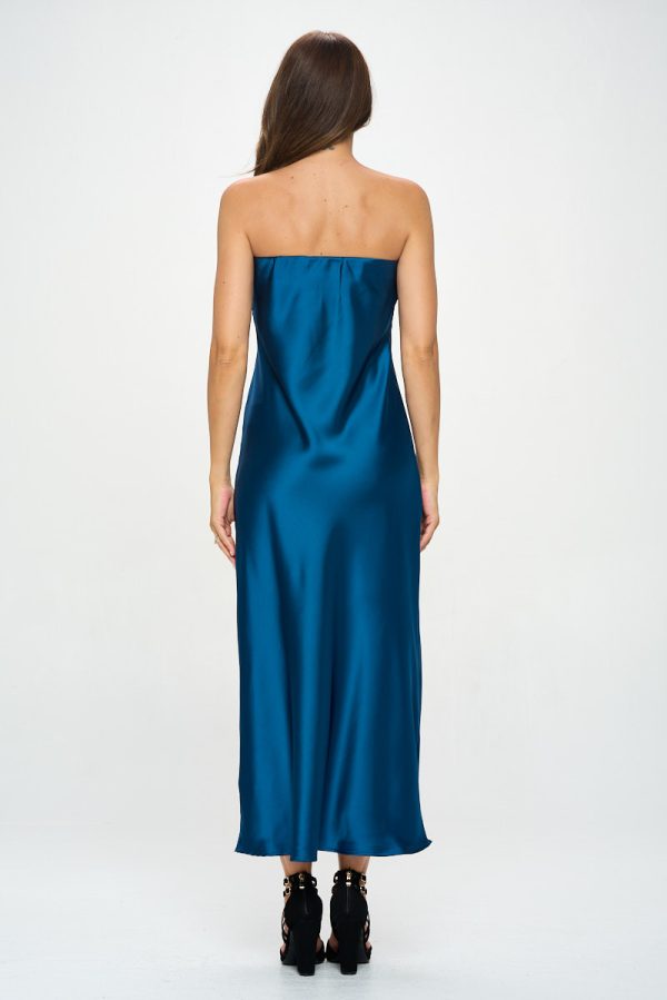 Silky Satin Tube Draped Dress - Image 5