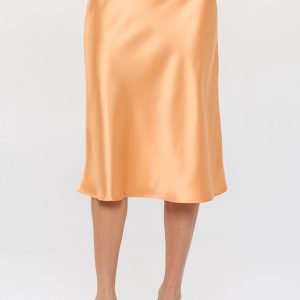Solid Satin Midi Skirt
