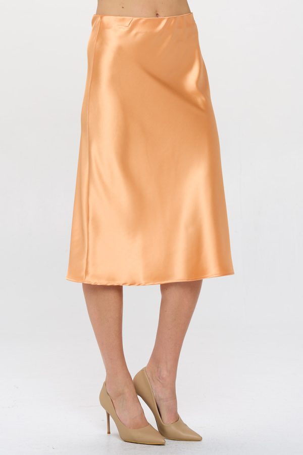 Solid Satin Midi Skirt - Image 2