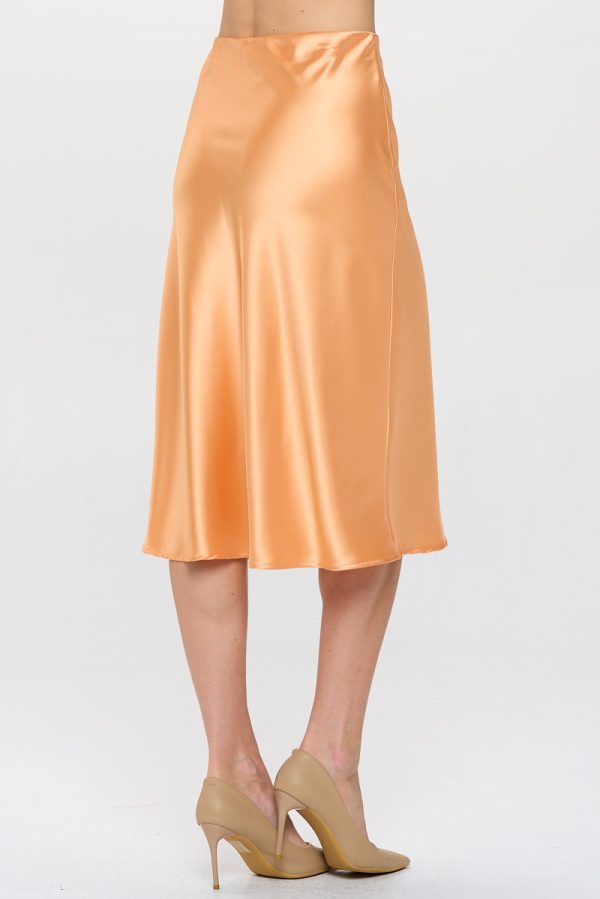 Solid Satin Midi Skirt - Image 3