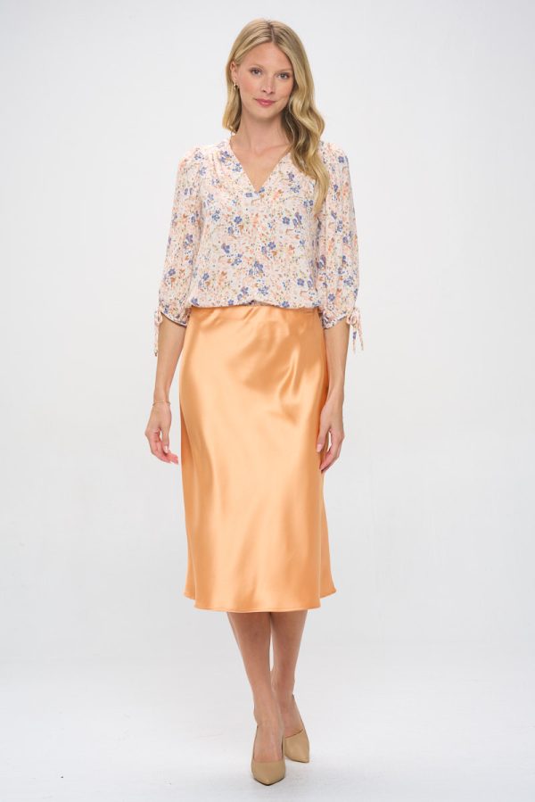 Solid Satin Midi Skirt - Image 5