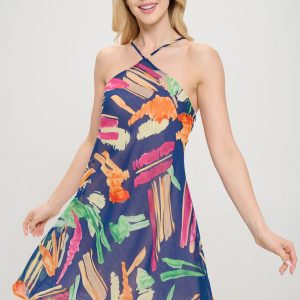 Print Halter neck Swing Dress
