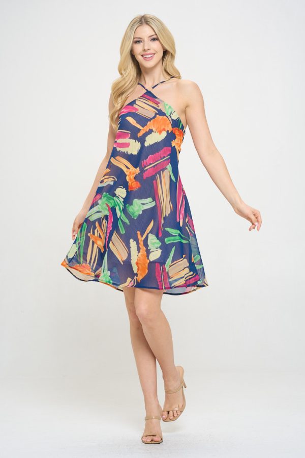Print Halter neck Swing Dress - Image 2