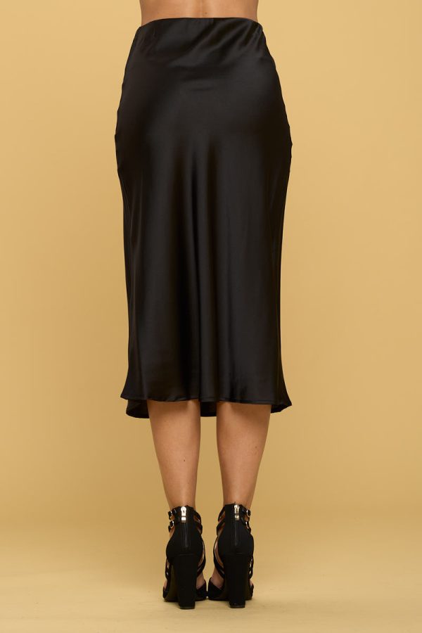 Solid Satin Midi Skirt - Image 4