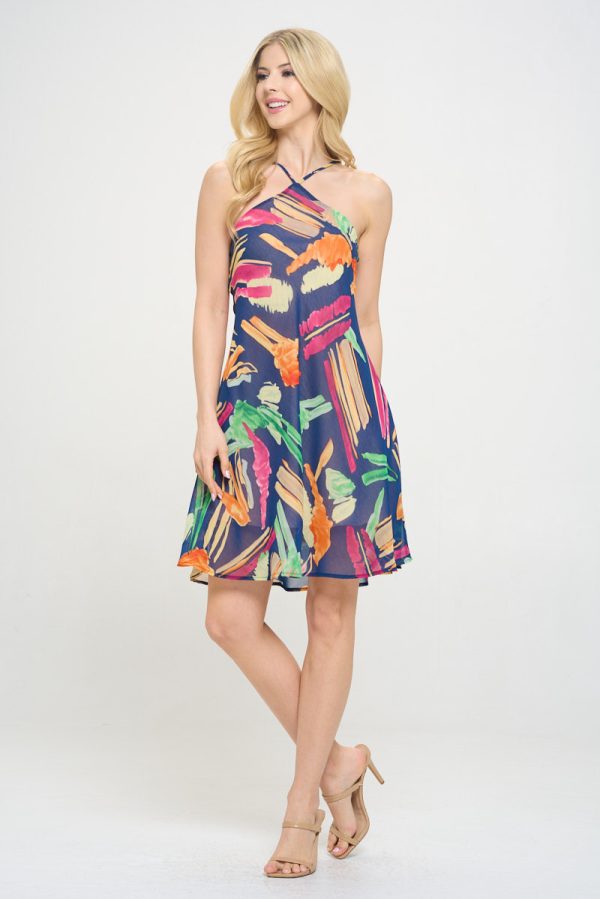 Print Halter neck Swing Dress - Image 3