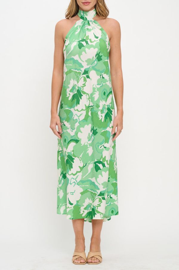 Floral Print Halter neck Backless Midi Dress - Image 2