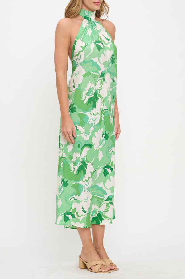 Floral Print Halter neck Backless Midi Dress - Image 3