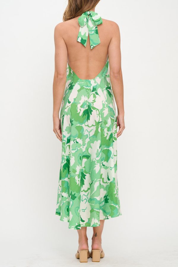 Floral Print Halter neck Backless Midi Dress - Image 4