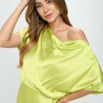 Satin Stretch Print Dress with Slit
