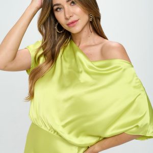 Satin Stretch Print Dress with Slit