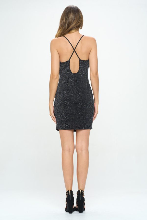 Lurex Spandex Knit Bodycon Dress with Open Back - Image 5