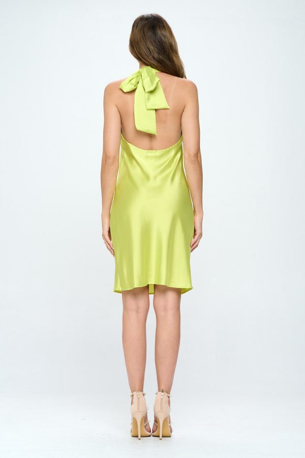 Satin Criss Cross Neck Dress with Open Back - Image 5