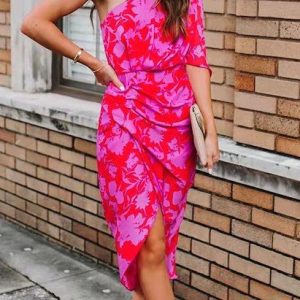 Floral One Shoulder Dress