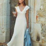 Florence Dress - Ivory Silk Dress With Neckline Lace Trim