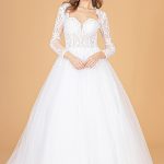 Illusion V-Neck Embroidered Mesh w/ Sequin Lining Long Wedding Dress GLGL1804