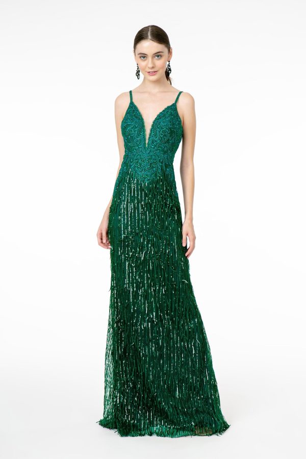 Illusion V-Neck Embroidered Top and Sequin Skirt Mermaid Long Prom Dress GLGL1824 - Image 12