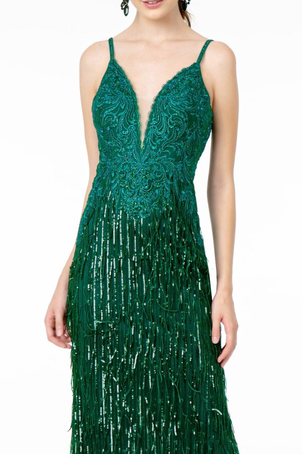 Illusion V-Neck Embroidered Top and Sequin Skirt Mermaid Long Prom Dress GLGL1824 - Image 3