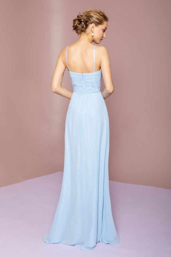 Chiffon Ruched Jewel Straps Long Prom Dress GLGL2666 - Image 2