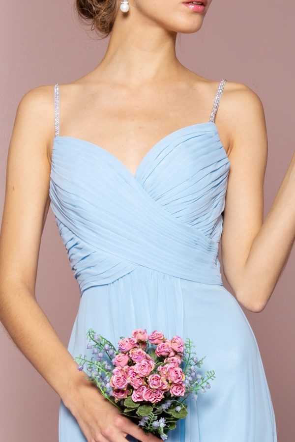 Chiffon Ruched Jewel Straps Long Prom Dress GLGL2666 - Image 3