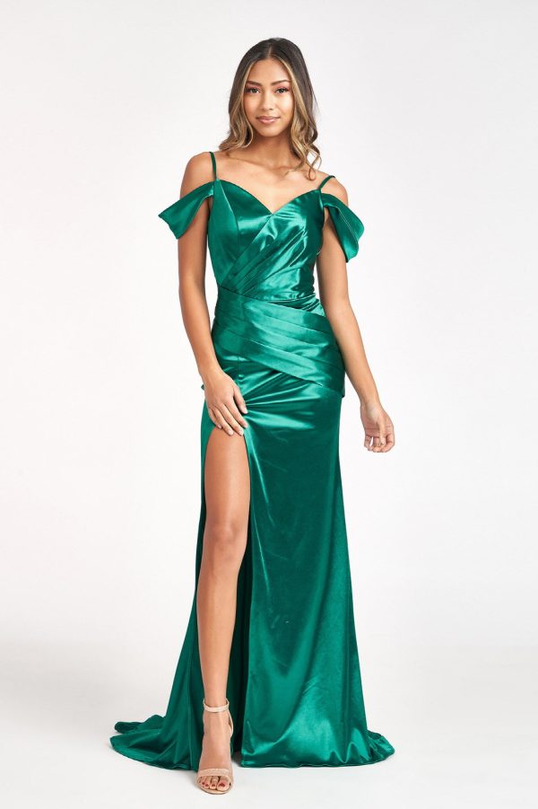 Sweetheart Satin Mermaid w/ Pleated Waist and Slit Long Prom Dress GLGL3060 - Image 6