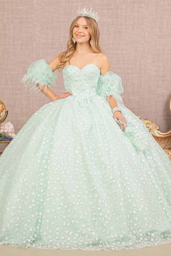 Jewel Strapless w/ Detachable Short Puff Sleeves Quinceanera Dress GLGL3176 - Image 6