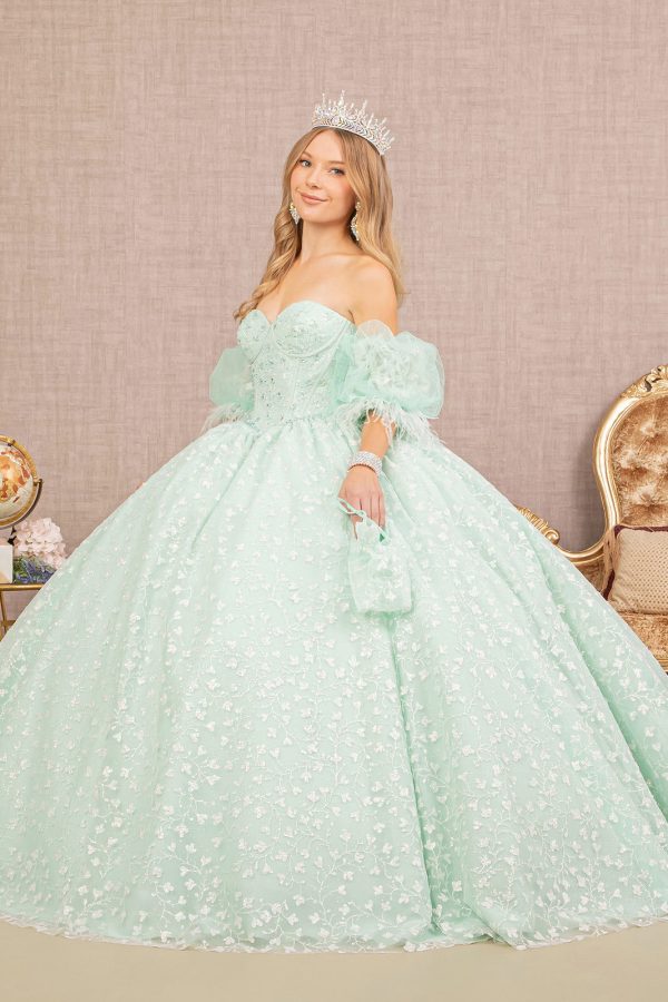 Jewel Strapless w/ Detachable Short Puff Sleeves Quinceanera Dress GLGL3176 - Image 3