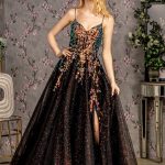 Glitter Illusion Sweetheart Sheer Bodice Mesh A-line Long Prom Dress GLGL3218