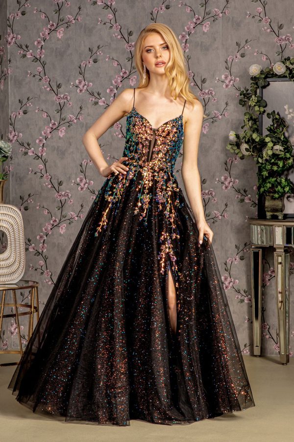 Glitter Illusion Sweetheart Sheer Bodice Mesh A-line Long Prom Dress GLGL3218 - Image 12